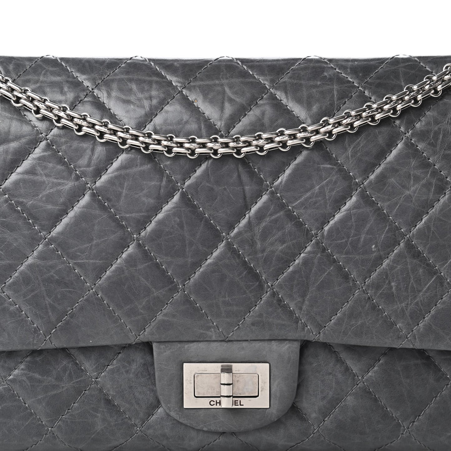 Aged Calfskin Quilted 50th Anniversary 2.55 Reissue 227 Flap Grey