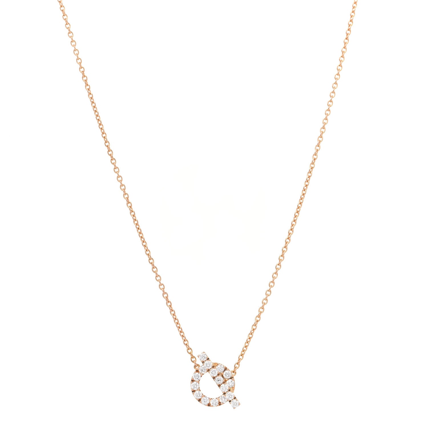 Hermes 18K Rose Gold Diamond Finesse Pendant Necklace 1 of 4