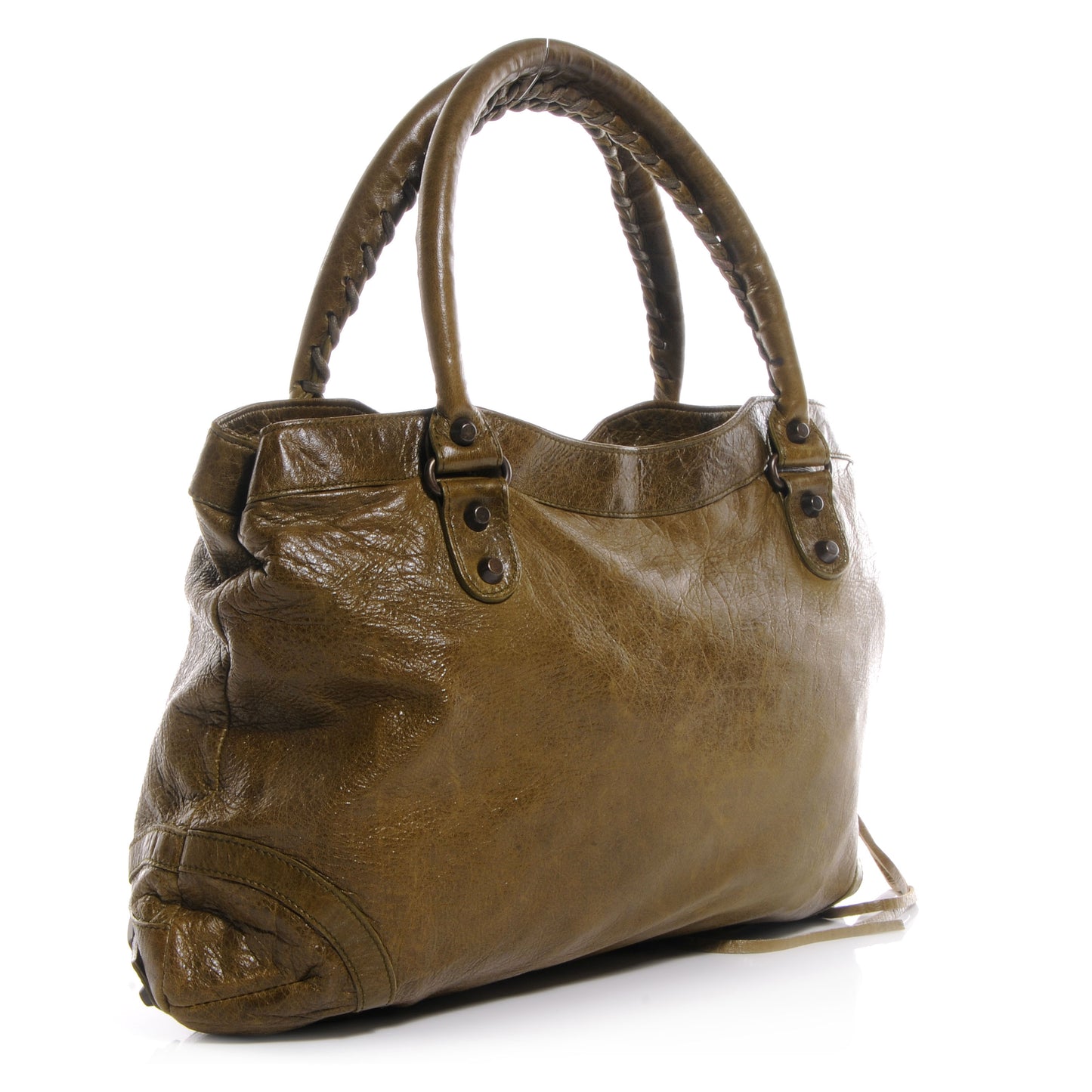 Chevre Classic Hardware Purse Olive Brown