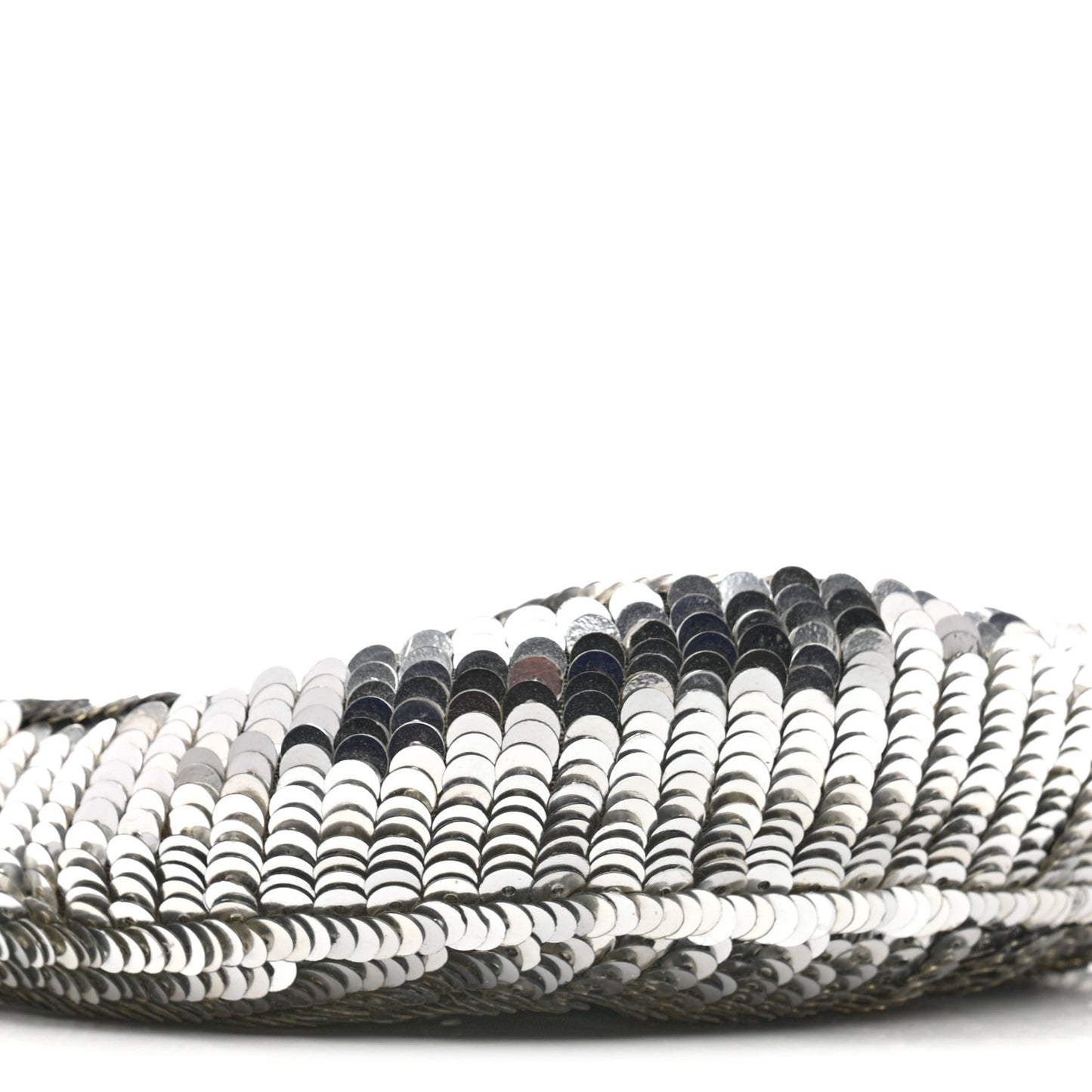 Sequin Paillettes Mini Half Moon Baguette Silver