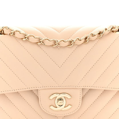 Chanel Caviar Chevron Quilted Small Double Flap Beige 8 of 12
