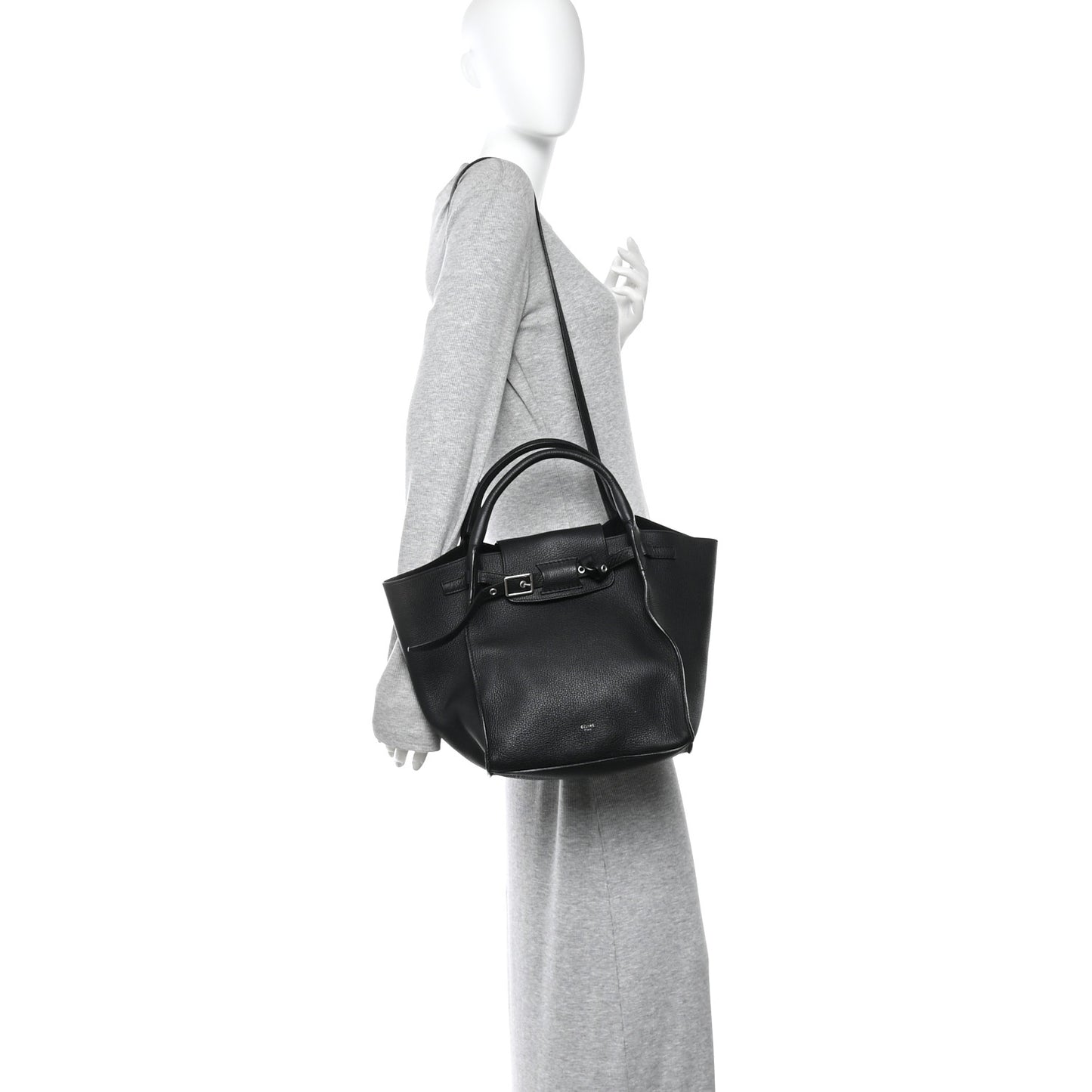 Supple Grained Calfskin Small Big Bag Black