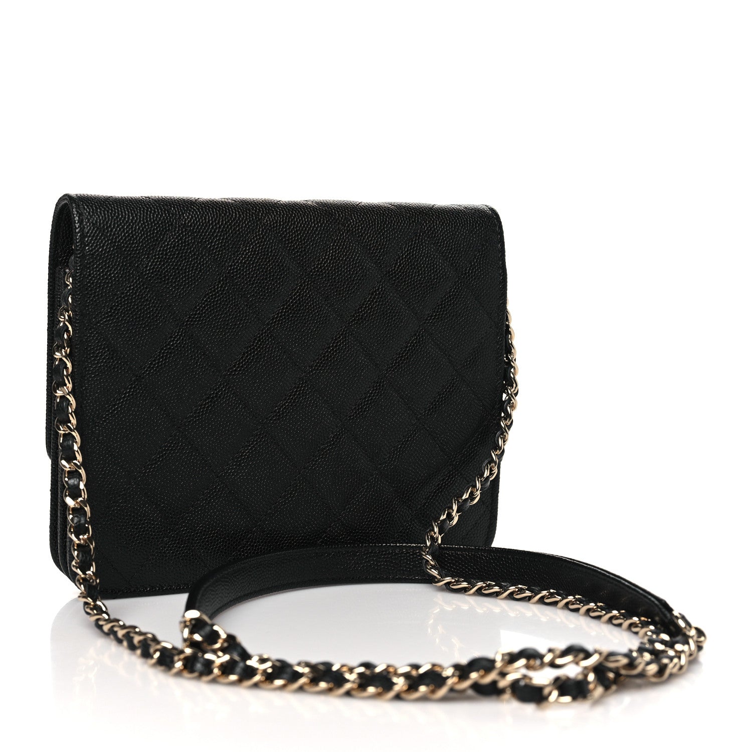Chanel Caviar Quilted Square Wallet On Chain WOC Black 3 of 12