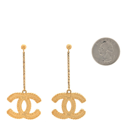 Chanel CC Drop Earrings Matte Gold 2 of 5