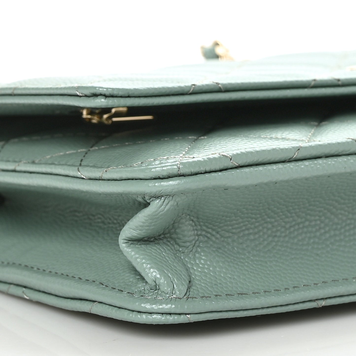 Caviar Quilted Wallet On Chain WOC Dark Green