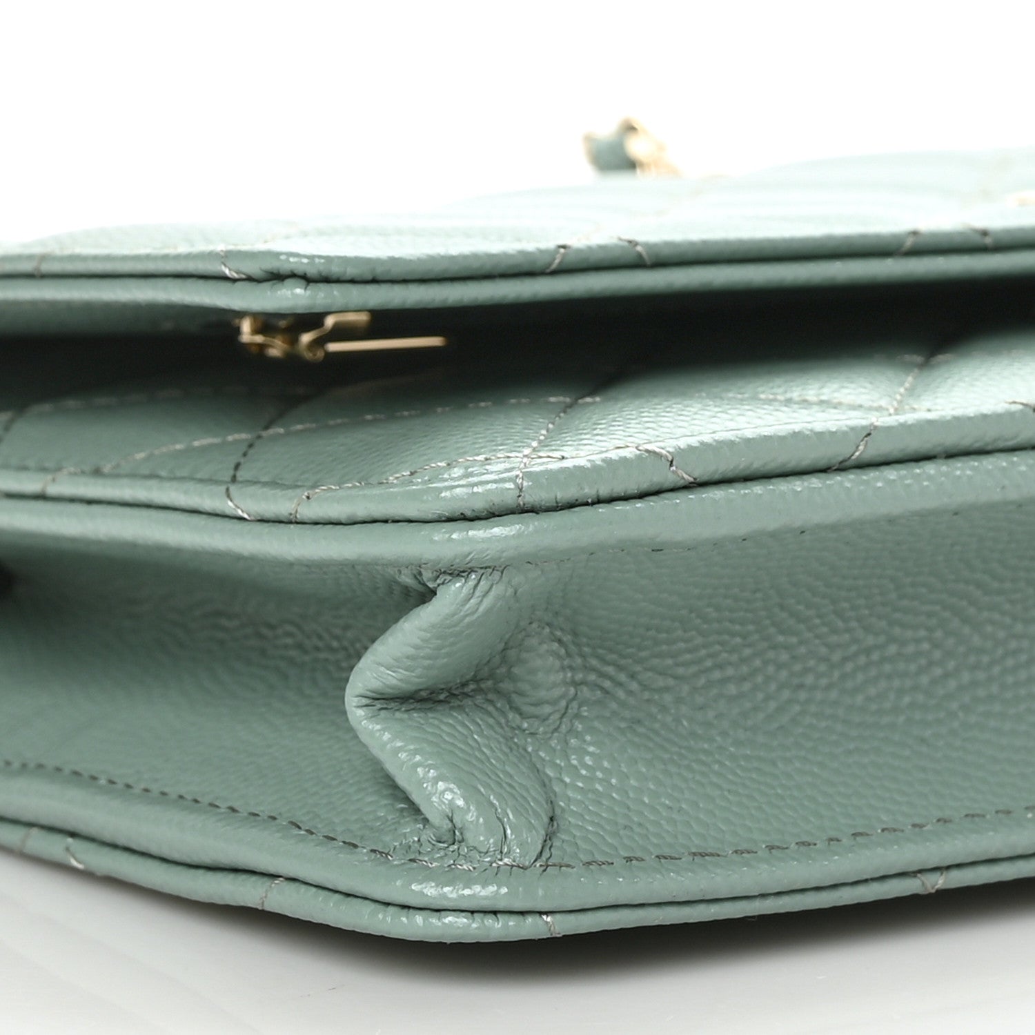Chanel Caviar Quilted Wallet On Chain WOC Dark Green 9 of 10