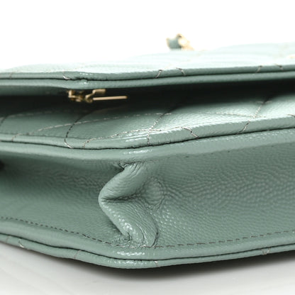 Chanel Caviar Quilted Wallet On Chain WOC Dark Green 9 of 10