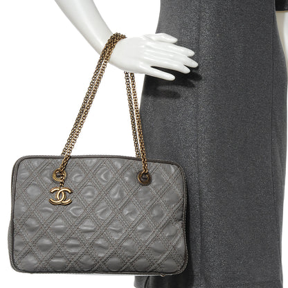 Chanel Calfskin Quilted Stitch Triptych Tote Grey 2 of 8