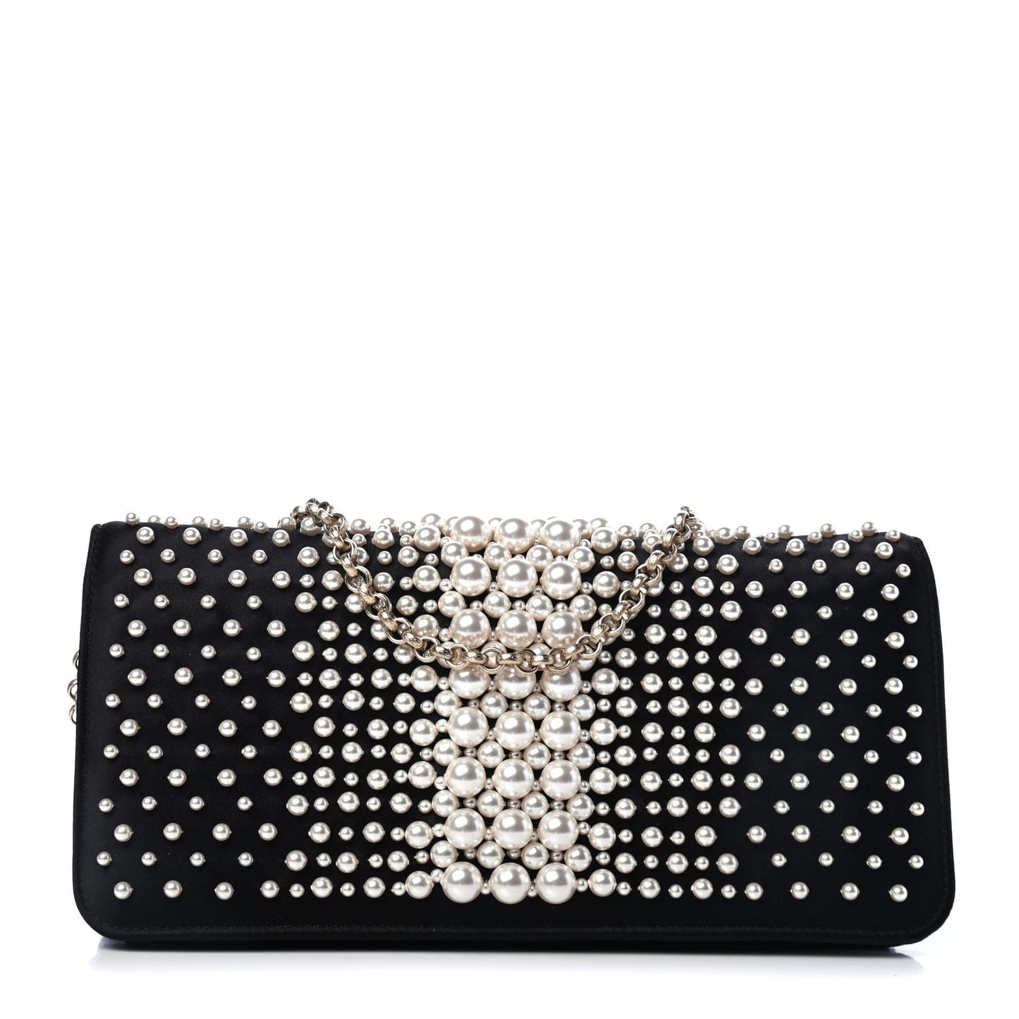 Satin Pearl Flap Black