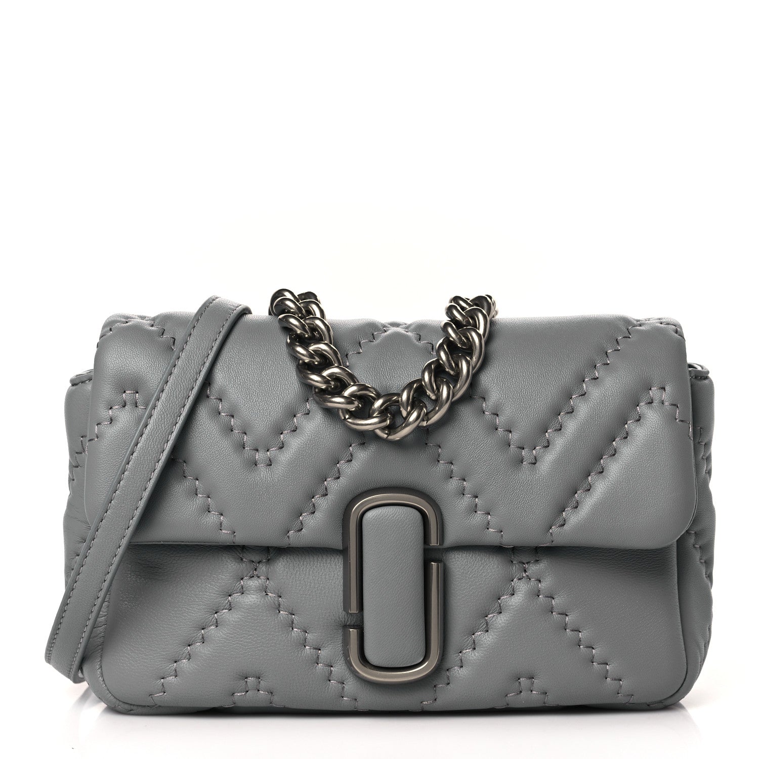 Marc Jacobs Calfskin Quilted The J Marc Shoulder Bag Wolf Grey 1 of 8