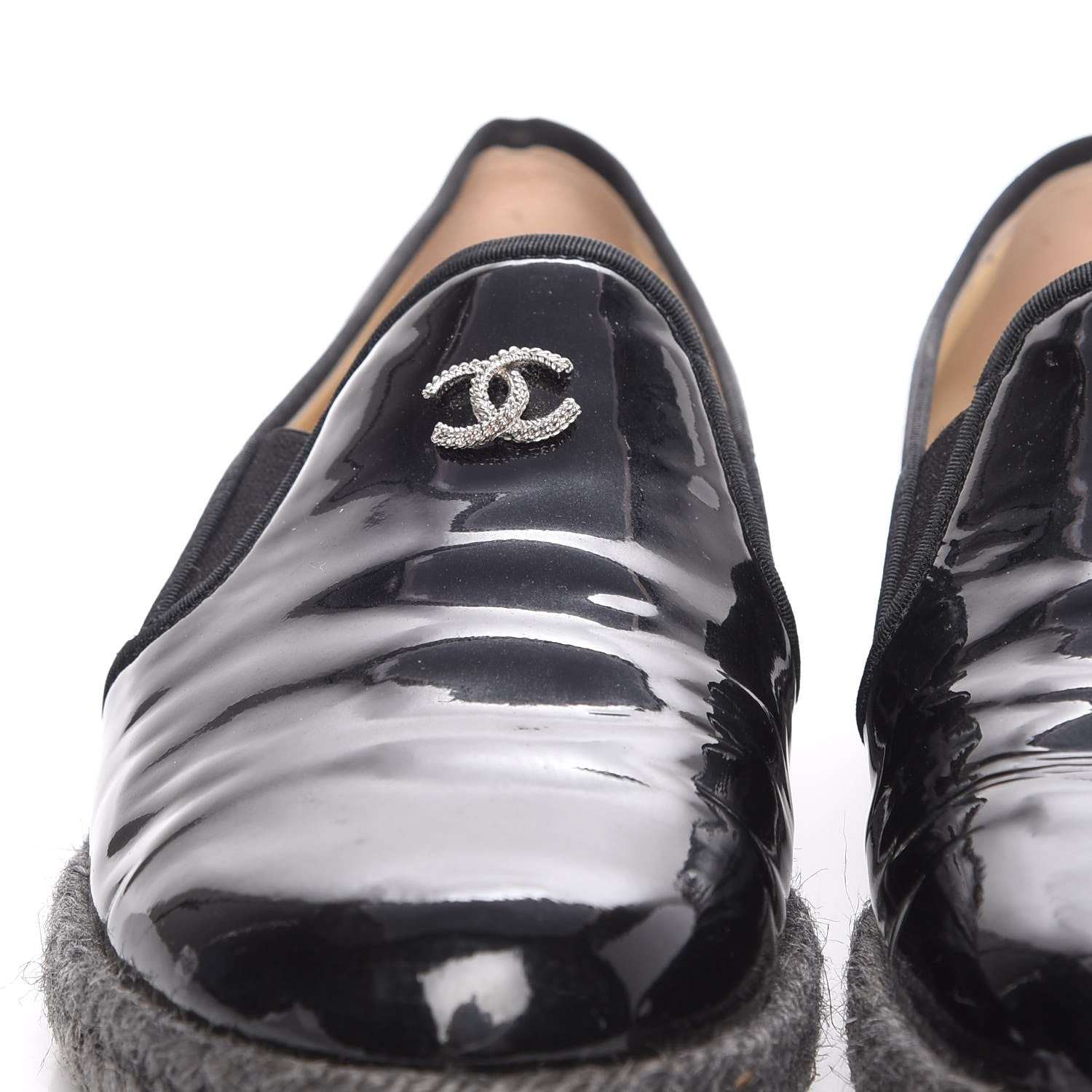 Chanel Patent Calfskin CC Mocassin Loafer Espadrilles 37 Black 15 of 16