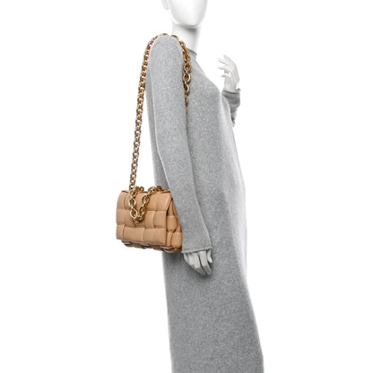 Bottega Veneta Lambskin Maxi Intreccio Padded Chain Cassette Crossbody Bag Almond 2 of 13