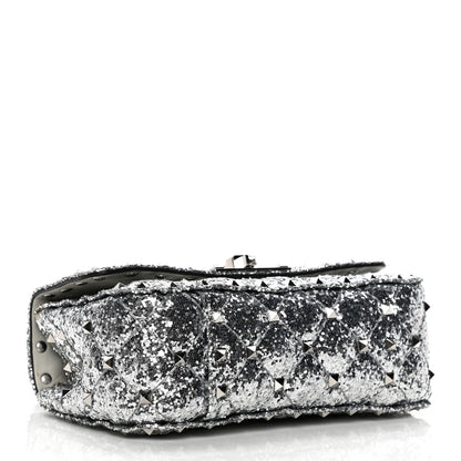 Valentino Garavani Glitter Mini Rockstud Spike Shoulder Bag Silver 3 of 8