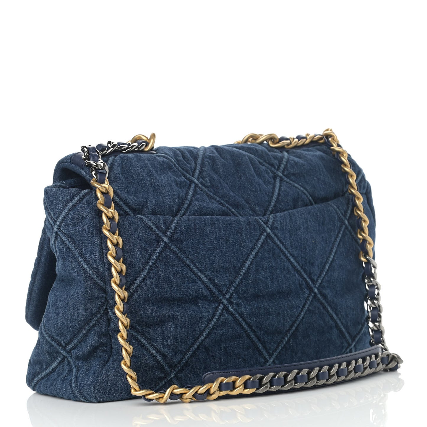 Denim Quilted Maxi Chanel 19 Flap Blue
