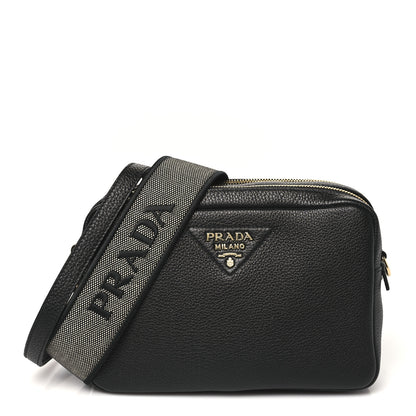 Prada Vitello Daino Soft Medium Double Zip Shoulder Bag Black 1 of 12