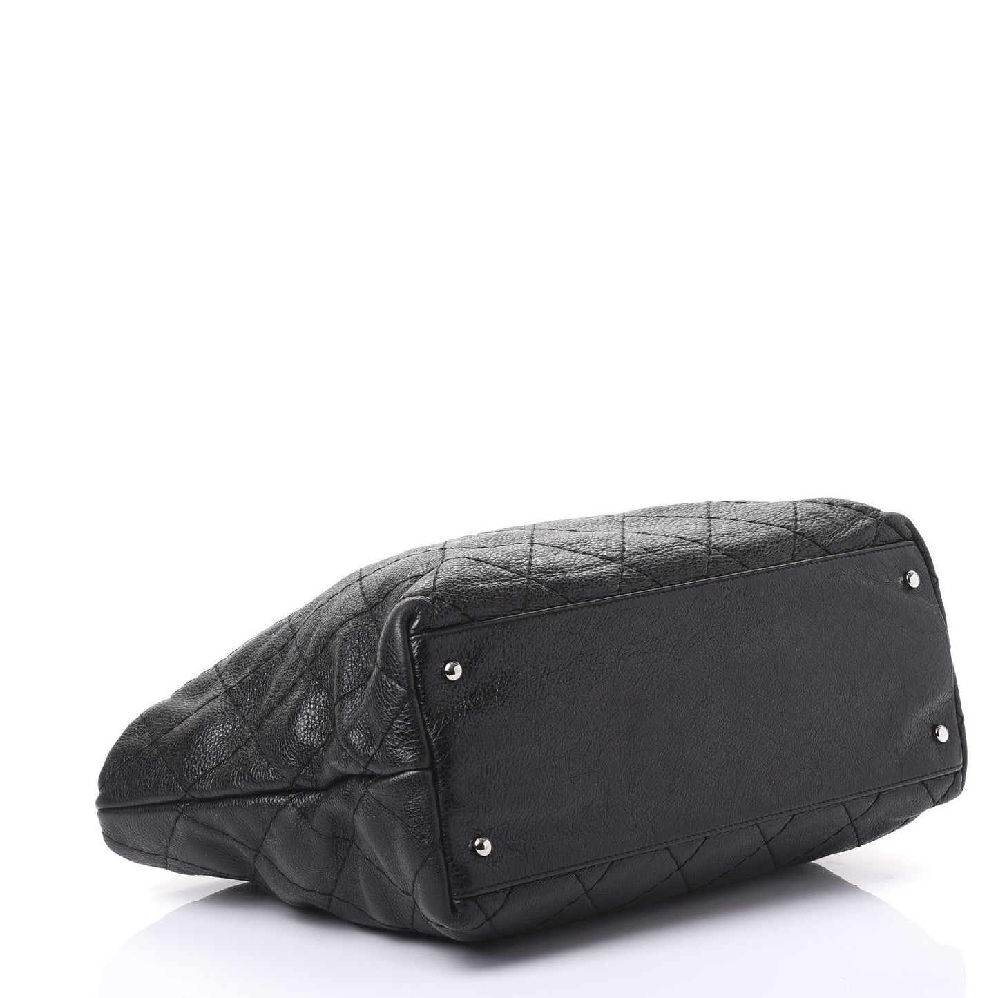 Glazed Calfskin Large On The Road Tote Black