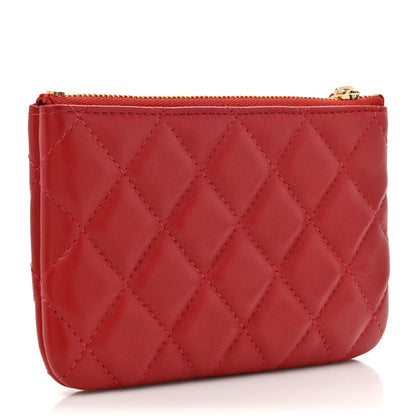 Chanel Lambskin Quilted Small Cosmetic Case Red 3 of 8