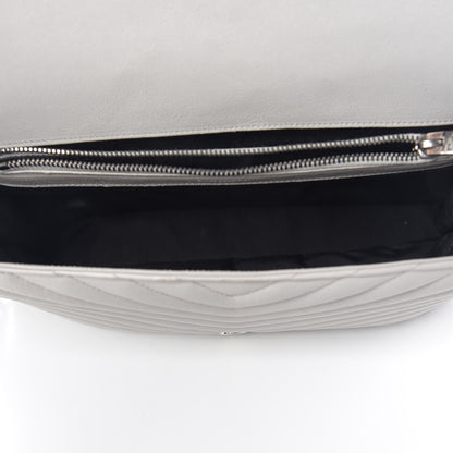 Saint Laurent Sheepskin Matelasse Chevron Monogram Large College Satchel Light Grey 6 of 12