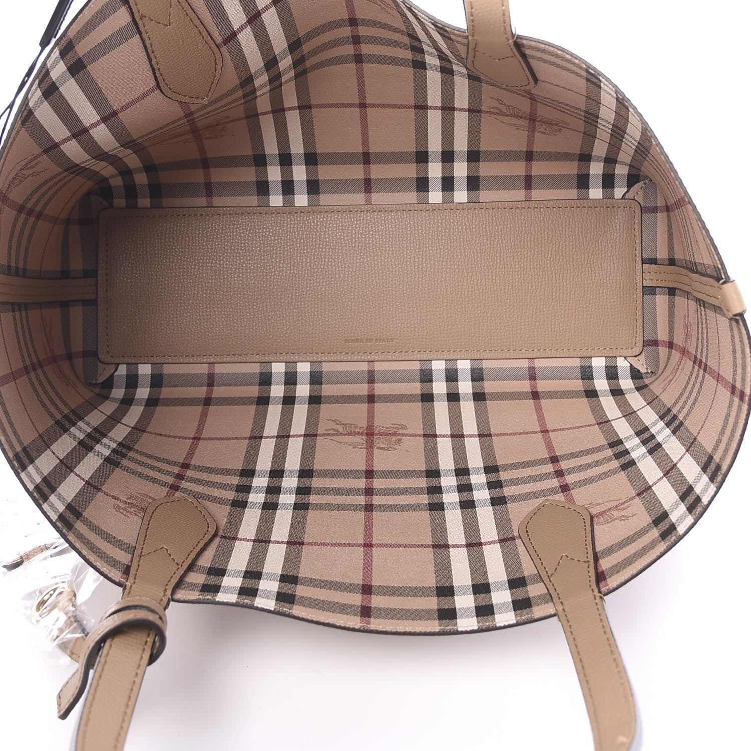 Burberry Haymarket Check Small Reversible Tote Mid Camel 7 of 15