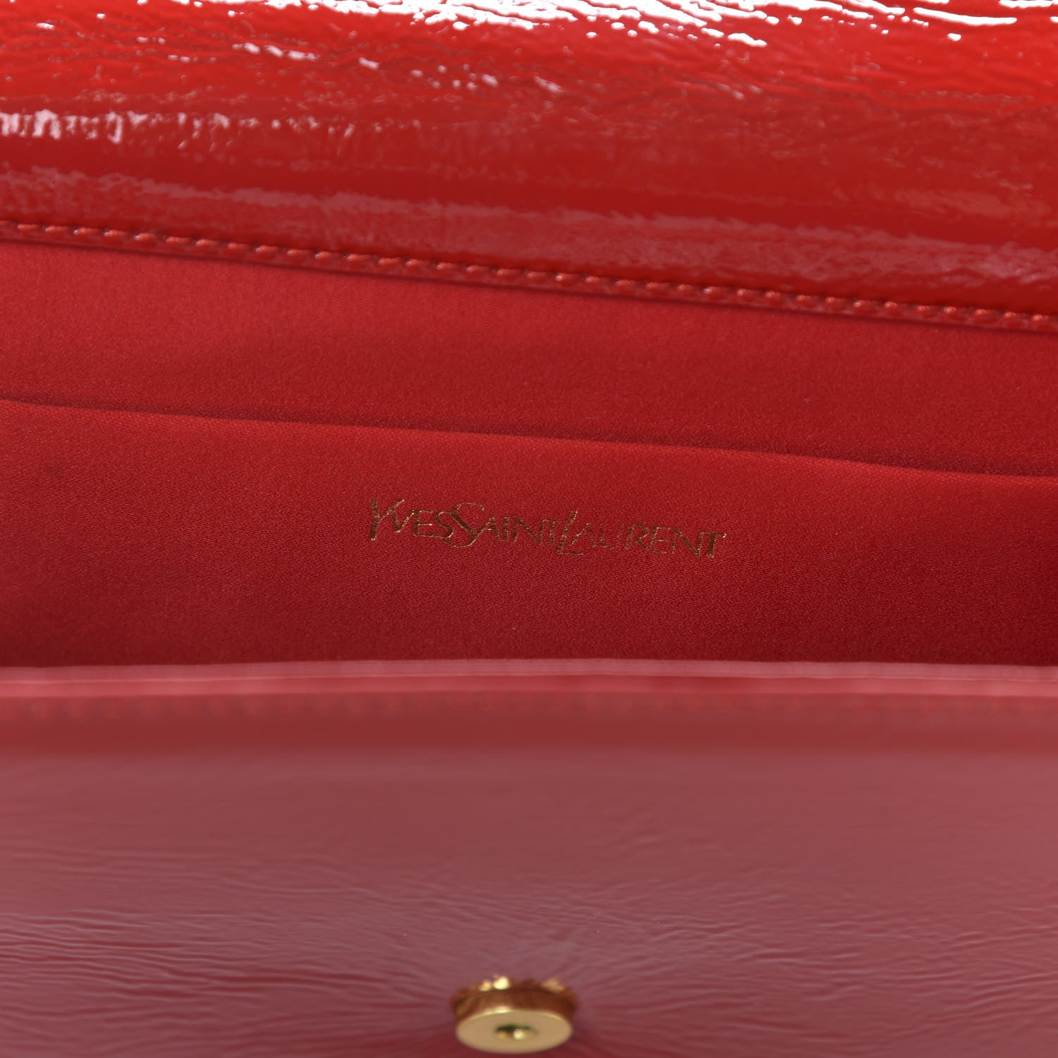 Saint Laurent Textured Patent Monogram Large Belle De Jour Clutch Red 8 of 9
