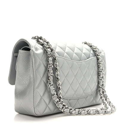 Chanel Iridescent Lambskin Quilted Medium Double Flap Grey 3 of 9