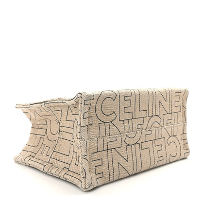 Celine Canvas Calfskin All Over Print Small Cabas Thais Natural Tan 4 of 10