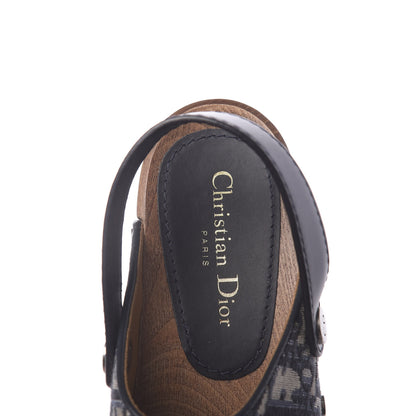 Christian Dior Canvas Oblique Diorquake 20mm Slingback Clogs 36 Deep Blue 7 of 8