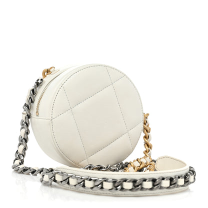Chanel Goatskin Quilted Chanel 19 Round Clutch With Chain White 3 of 10