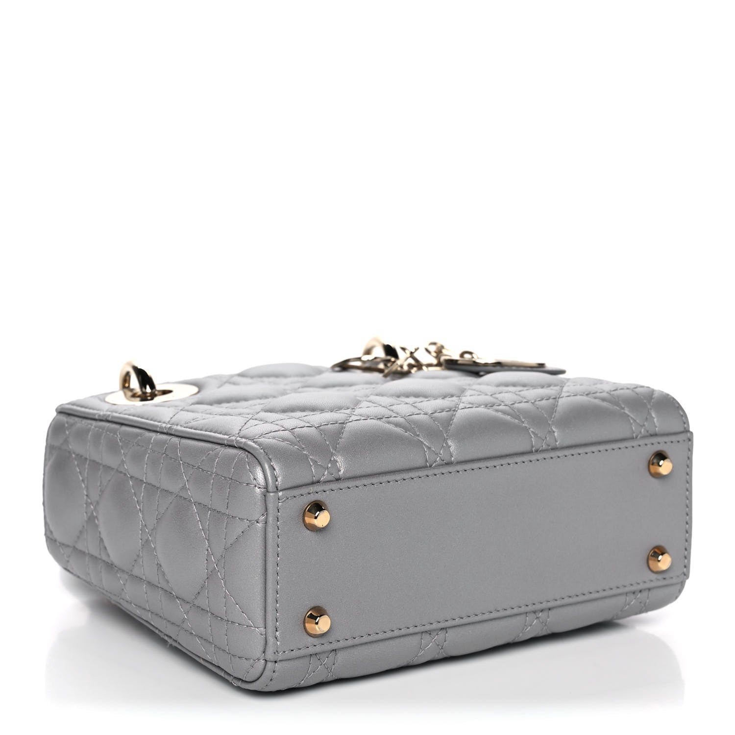 Christian Dior Metallic Lambskin Cannage Mini Lady Dior Grey 4 of 12