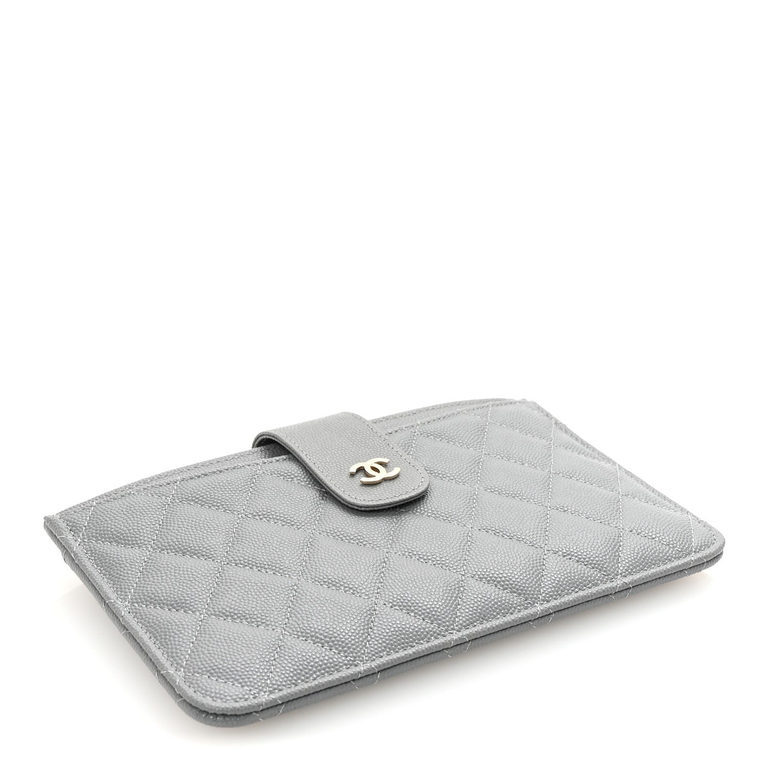 Chanel Caviar Quilted Classic Strap Pouch Grey 5 of 9