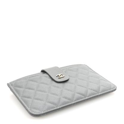 Chanel Caviar Quilted Classic Strap Pouch Grey 5 of 9