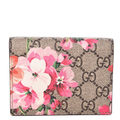 Gucci GG Supreme Monogram Blooms Card Case Beige Multicolor Dry Rose 1 of 12