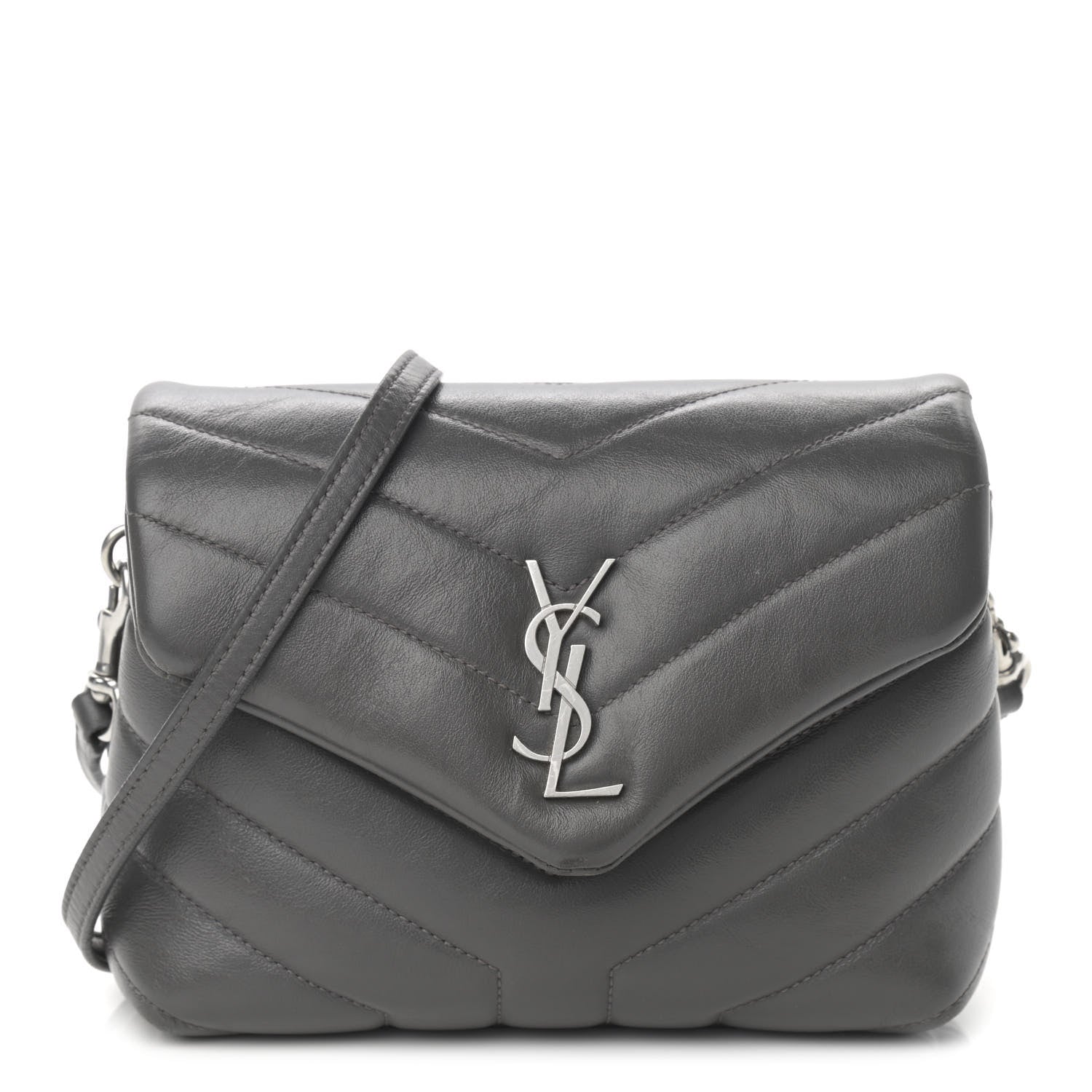 Saint Laurent Calfskin Y Quilted Monogram Toy Loulou Crossbody Bag Storm 1 of 15