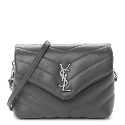Saint Laurent Calfskin Y Quilted Monogram Toy Loulou Crossbody Bag Storm 1 of 15