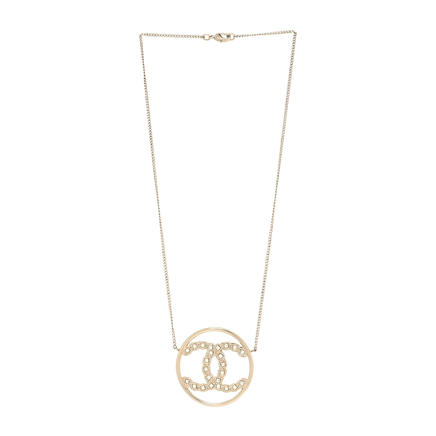 Baguette Crystal High Society CC Pendant Necklace Gold