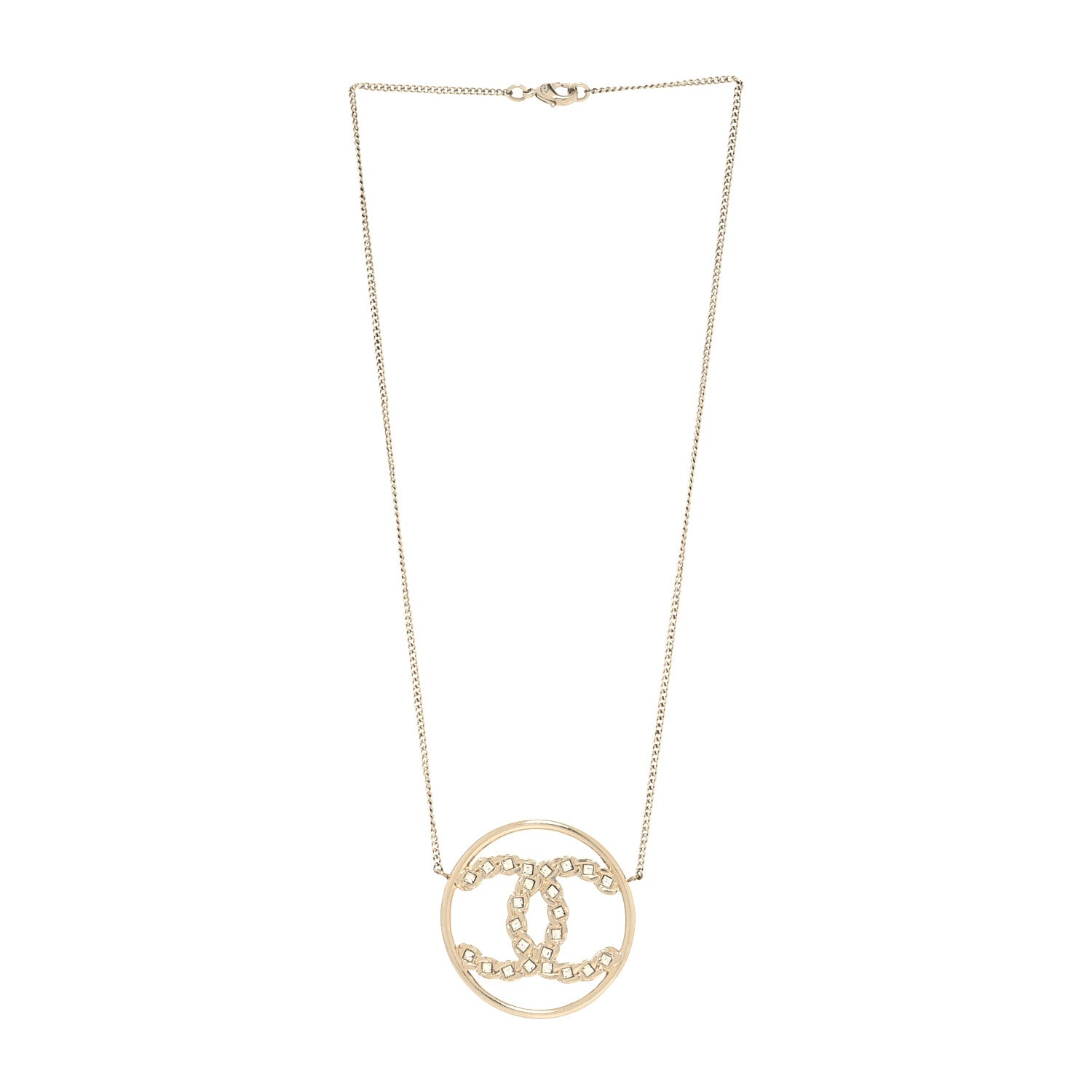 Chanel Baguette Crystal High Society CC Pendant Necklace Gold 3 of 5