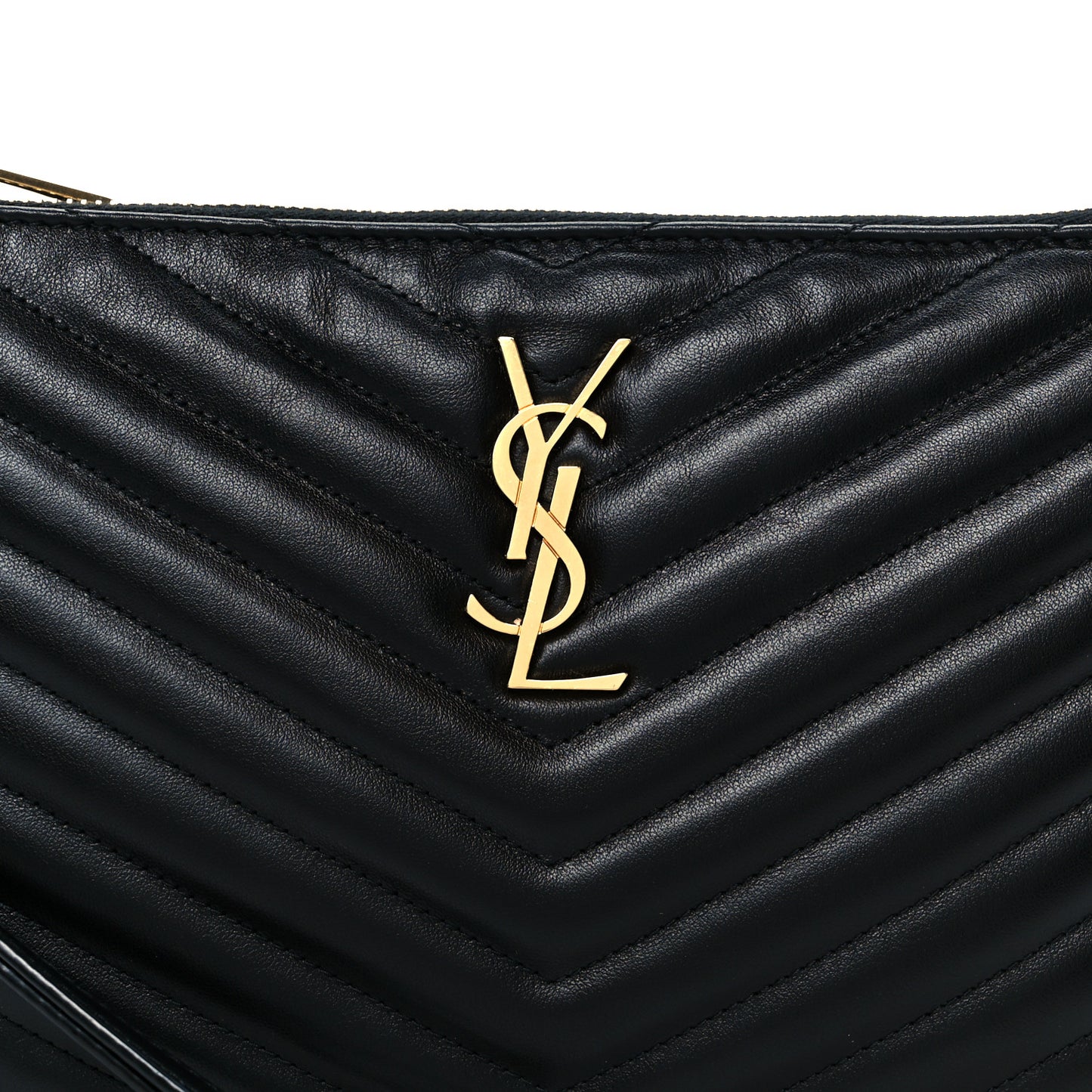 Calfskin Matelasse Chevron Monogram A5 Wristlet Black