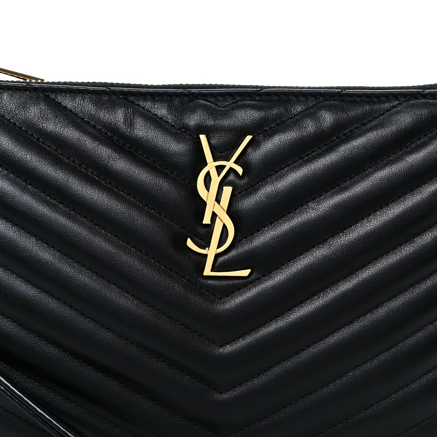 Saint Laurent Calfskin Matelasse Chevron Monogram A5 Wristlet Black 15 of 16