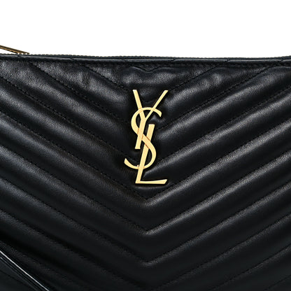 Saint Laurent Calfskin Matelasse Chevron Monogram A5 Wristlet Black 15 of 16