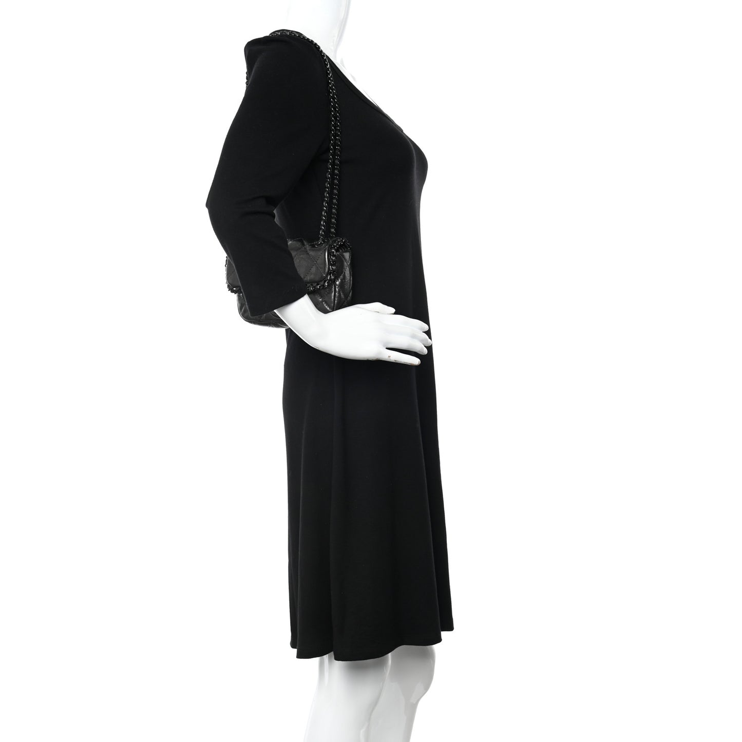 Metallic Aged Calfskin Mini Chain Me Flap Black
