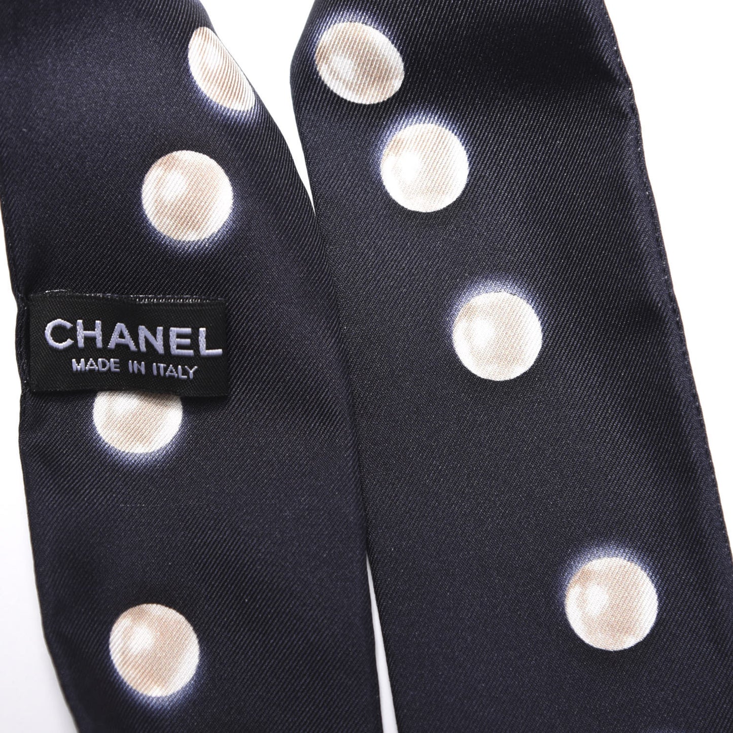 Silk Pearl CC Slim Bandeau Scarf Navy
