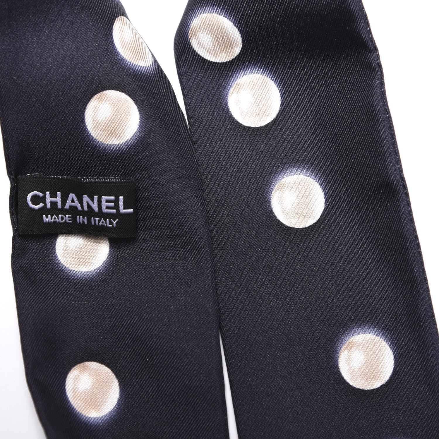 Chanel Silk Pearl CC Slim Bandeau Scarf Navy 4 of 4