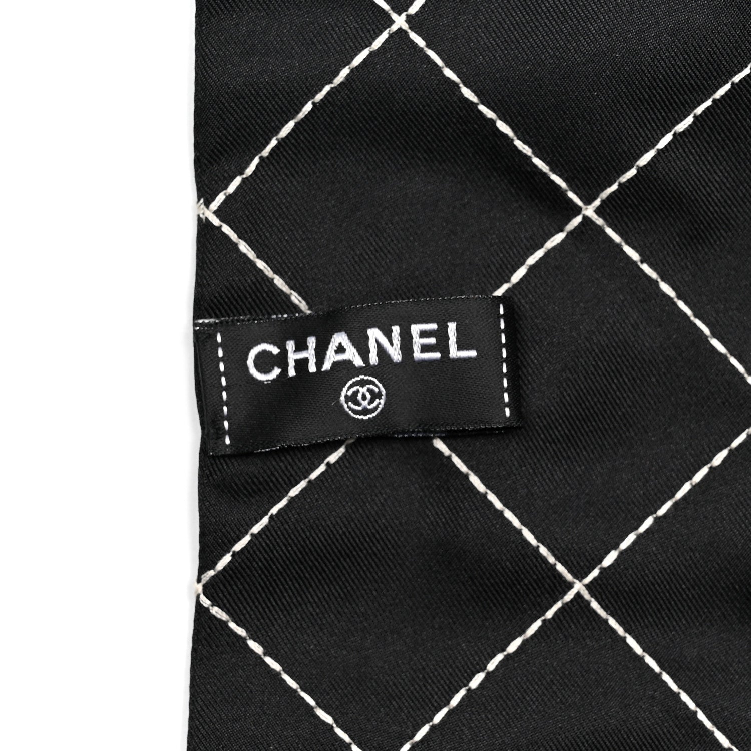 Chanel Silk Embroidered CC Bandeau Scarf Black White 3 of 3