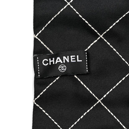 Chanel Silk Embroidered CC Bandeau Scarf Black White 3 of 3
