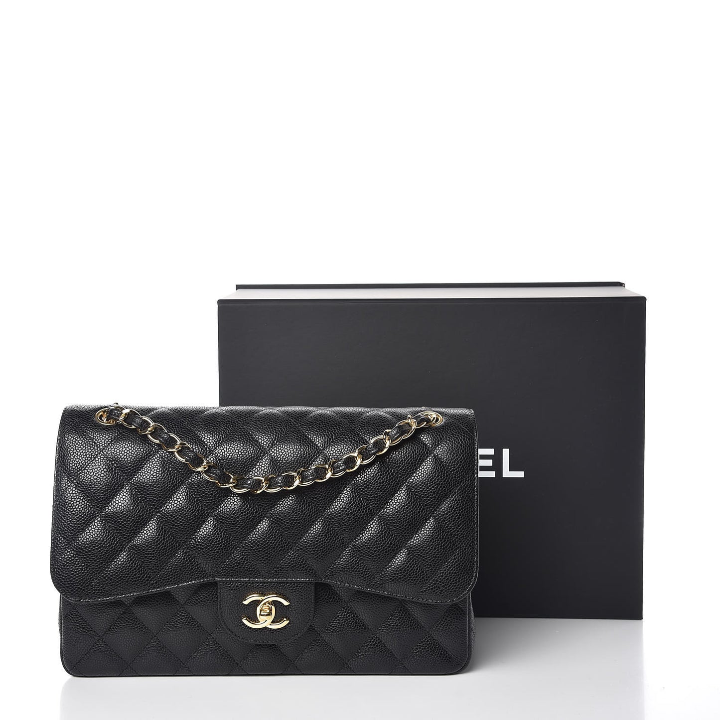 Caviar Quilted Jumbo Double Flap Black