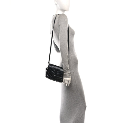 Saint Laurent Calfskin Y Quilted Monogram Monochrome Toy Loulou Crossbody Bag Black 2 of 10