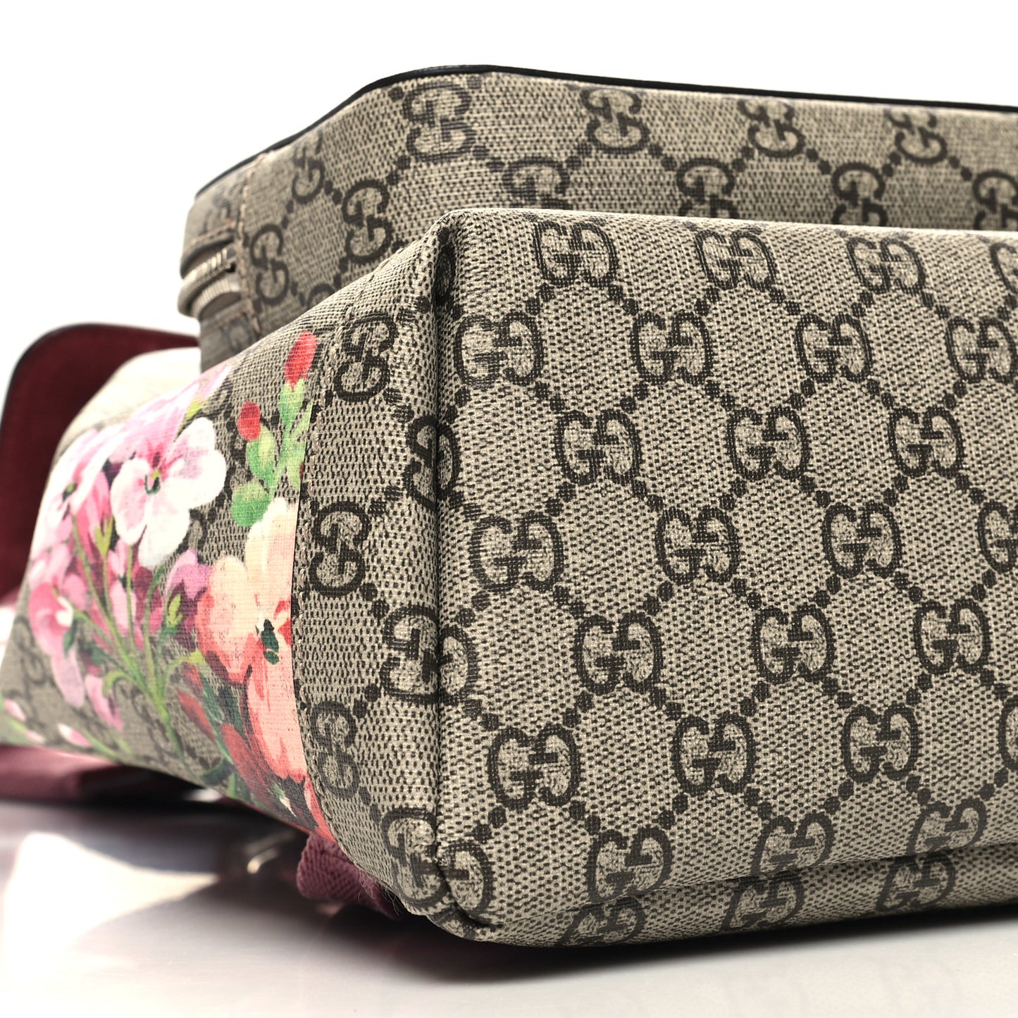 GG Supreme Monogram Blooms Small Single Buckle Backpack Beige Multicolor Dry Rose