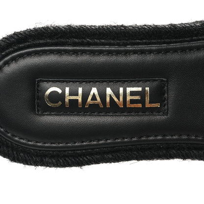 Chanel Lambskin Espadrille Mule Sandals 38 Black 8 of 10