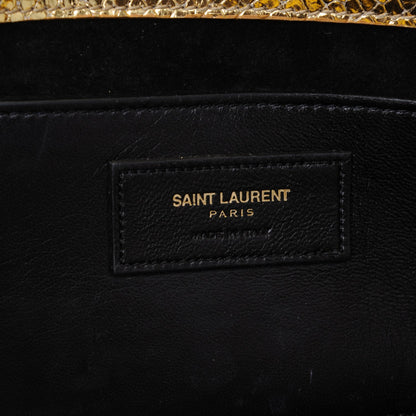 Saint Laurent Metallic Calfskin Embossed Classic Monogram Tassel Clutch Gold 6 of 7