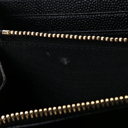 Saint Laurent Grain De Poudre Matelasse Chevron Monogram Zip Around Wallet Black 6 of 8